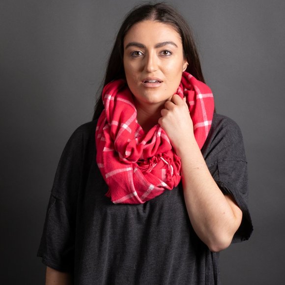 Pink Checker Scarf - Picture 2 of 8